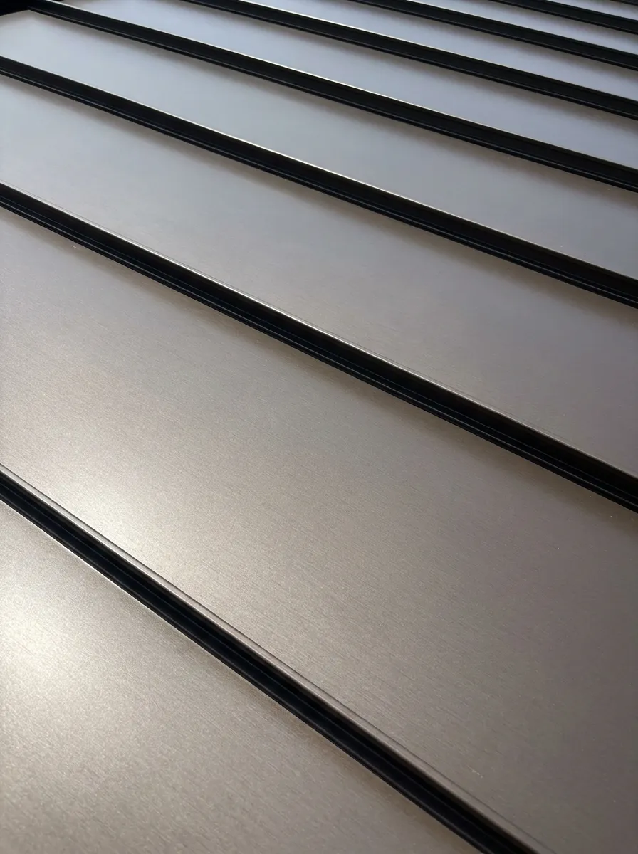 Standing Metal roof material close-up