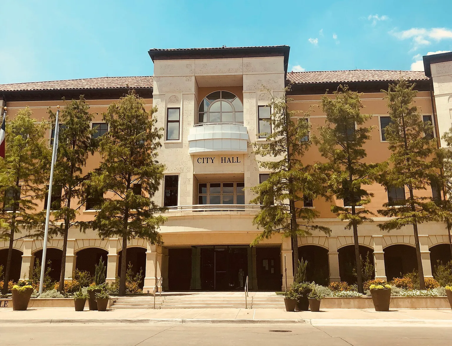 Colleyville City Hall on Glade Road, where re-roof permits are filed in Colleyville, TX