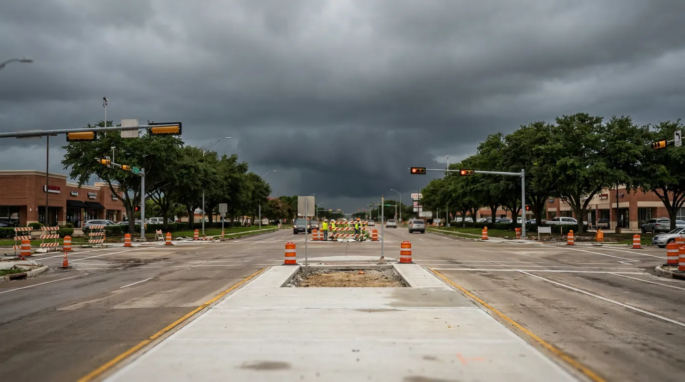 SH-26 Colleyville Boulevard corridor at Glade Road where spring 2024 hail cells tracked