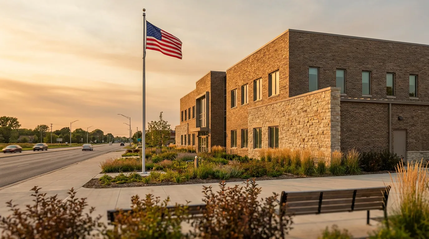 Flower Mound Town Hall on Cross Timbers Road in Flower Mound, TX