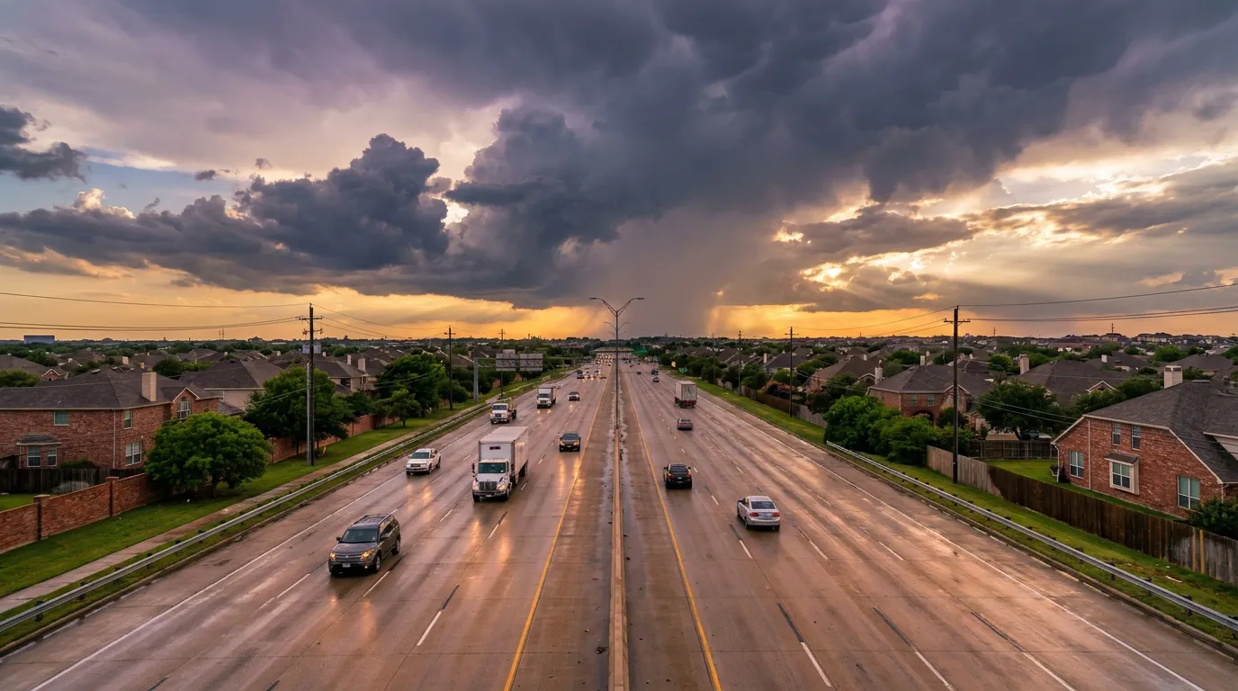 SH-360 corridor at Mayfield Road in Grand Prairie, TX, a frequent eastern storm track