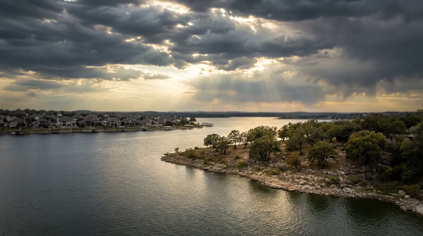 Lake Grapevine shoreline near Silver Lake Drive in Grapevine, TX
