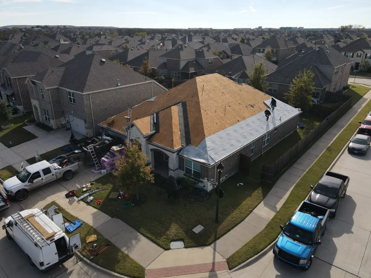 Aerial view of a master-planned residential neighborhood along the US-287 corridor in Waxahachie, TX