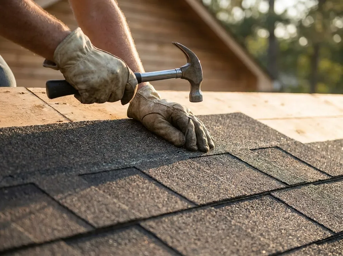 Roof Raiders crew working a roof dry-in on a North Texas home