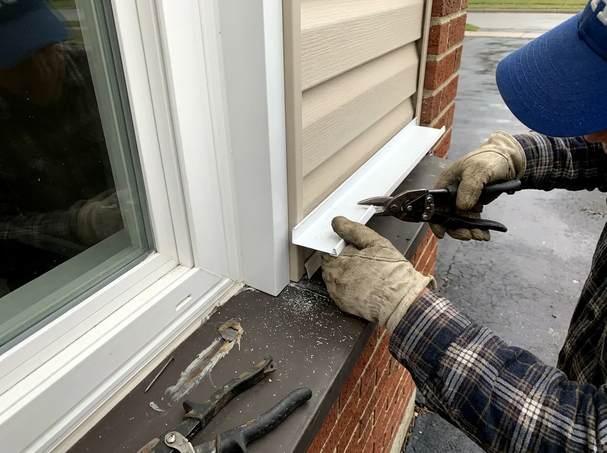 J-channel rebuild detail where siding meets a window on a North Texas home