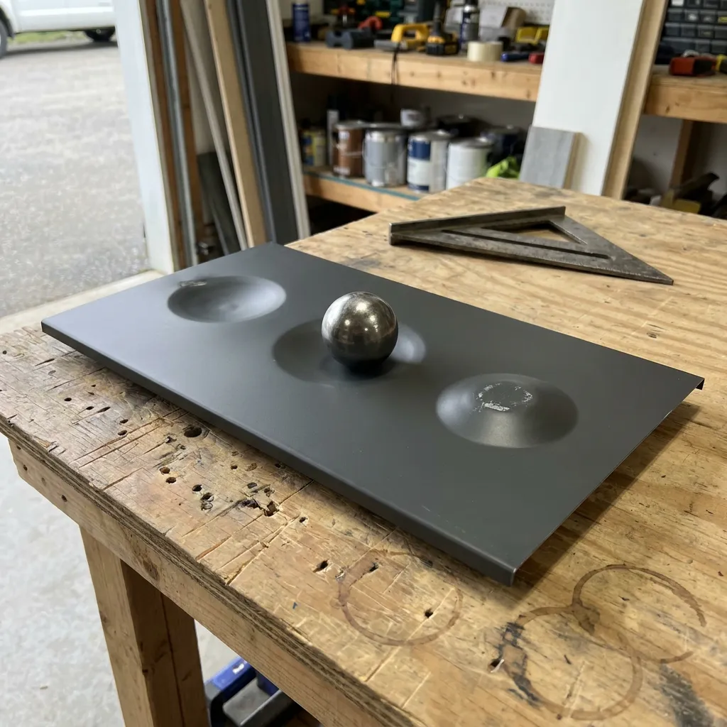 UL 2218 Class 4 style hail impact test on a standing seam metal panel with a steel ball